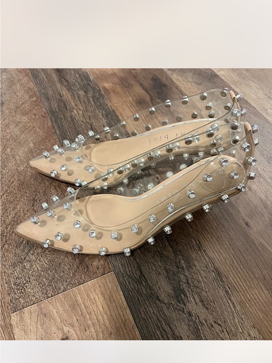 Gianni Bini Shoes - Gianni Bini Clear Pointed-Toe Studded Kitten Heels 7.5